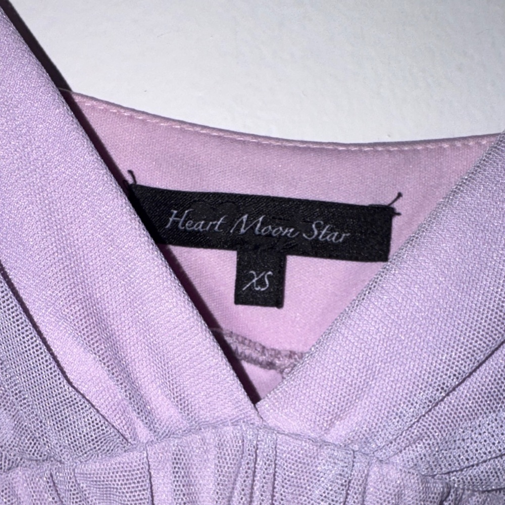 Heart Moon Star Lilac Pleated Chiffon Top - Picture 2 of 5
